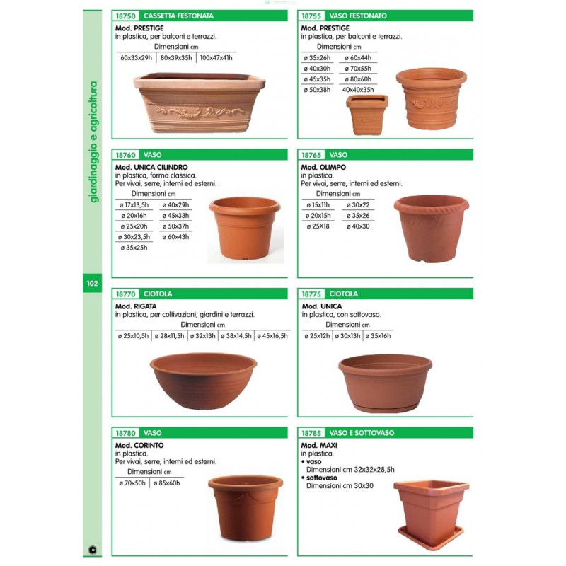 Vaso In Plastica Festonato Prestige – Ø 70 Cm X H 55 Cm – Fioriera Da Interno/Esterno – Nuova Plastica Adriatica